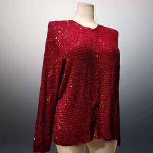 INC International Concepts Red Sequin Blouse